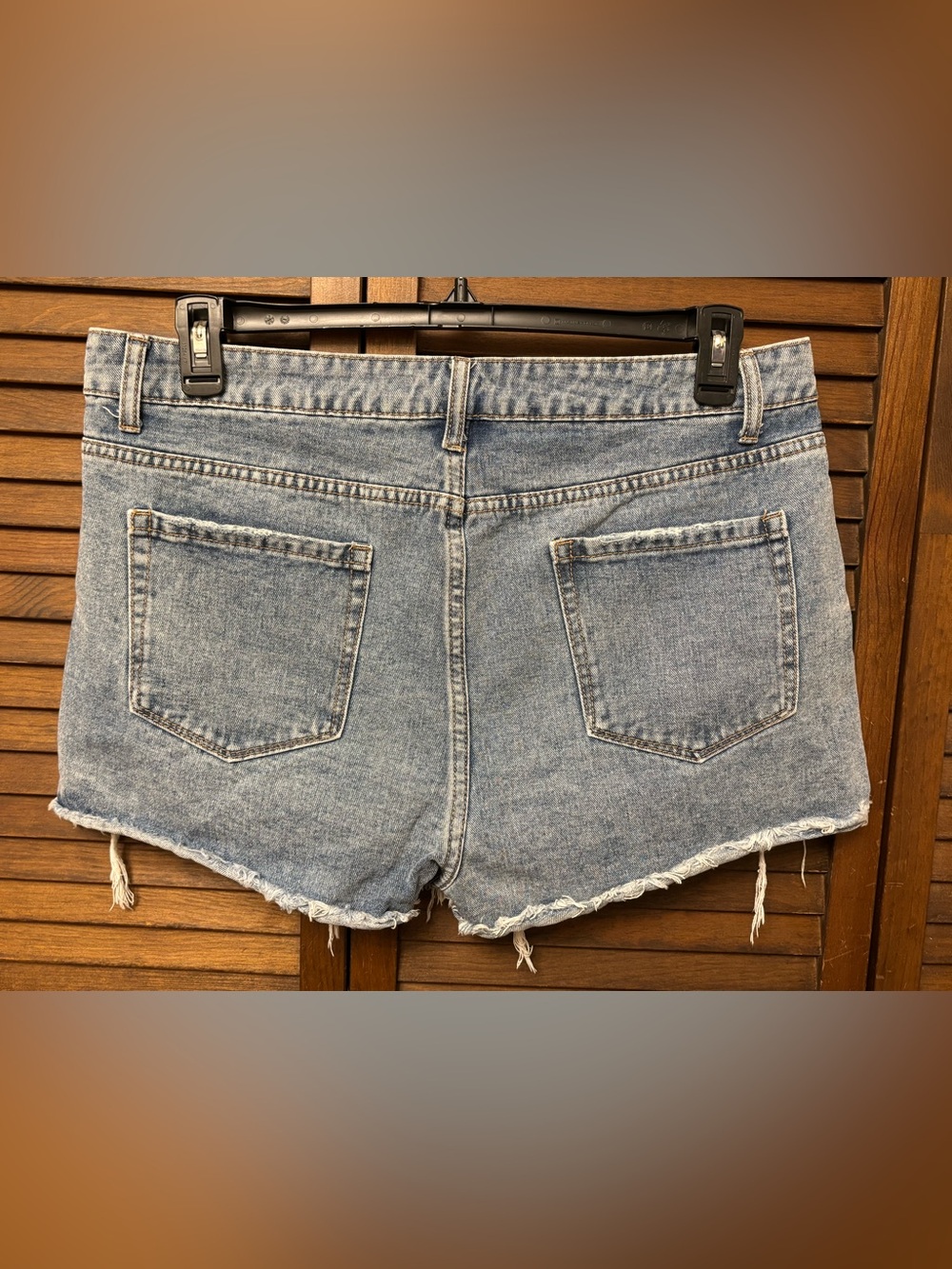 Sexy Distressed Blue Jean - Denim Short Shorts with Crossover Waist - Picture 11 of 11
